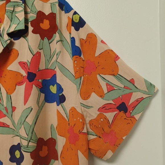 ASOS Design Bold Floral Top, Orange, Blue, Green, Size 1X - Picture 8 of 15